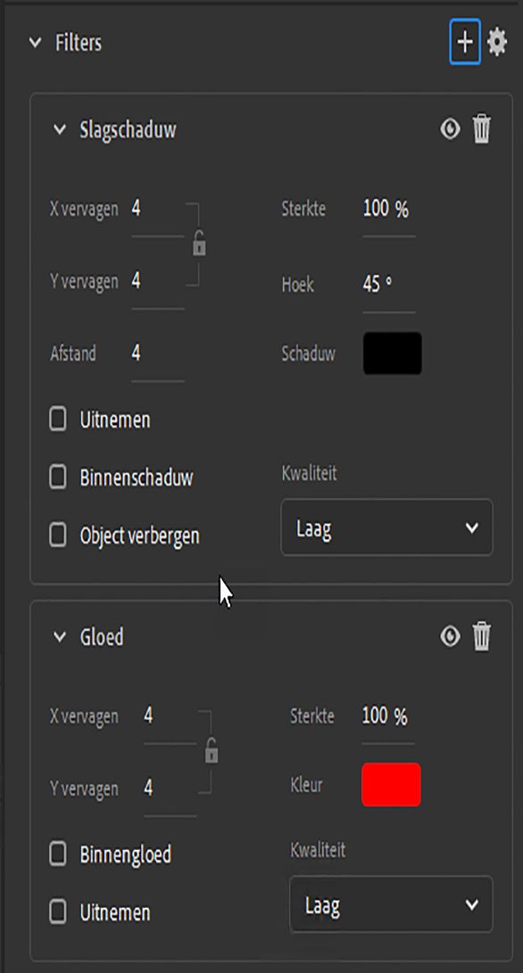 Gemoderniseerde filterinstellingen