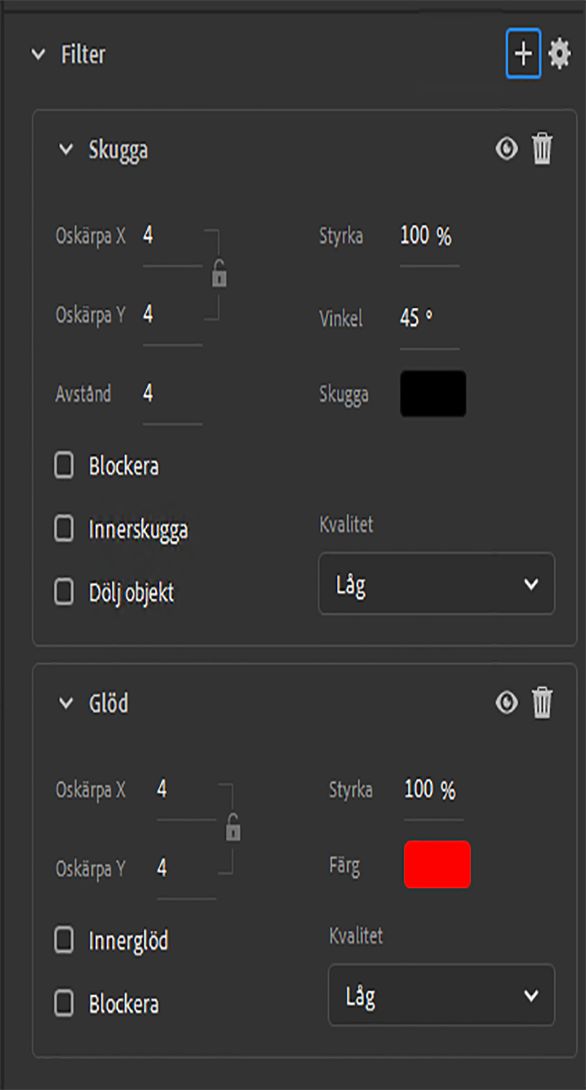 Modernare filterinställningar
