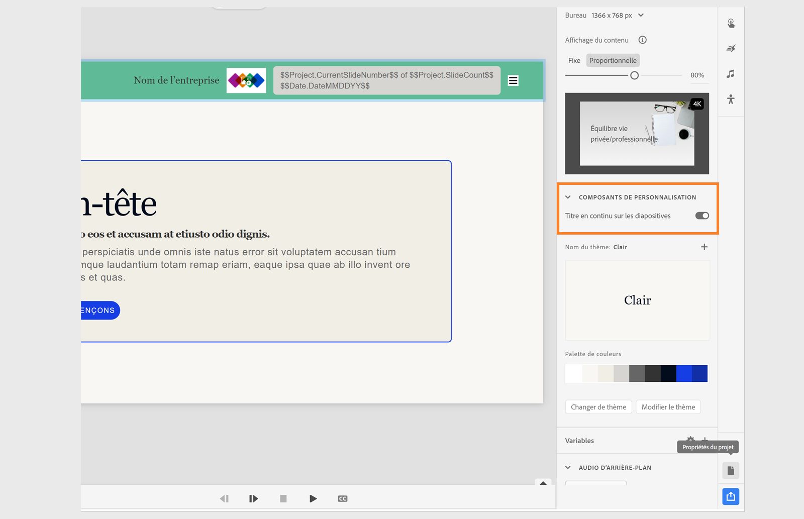 Utilisation du même titre sur toutes les diapositives