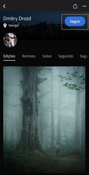 Siga um fotógrafo no Lightroom