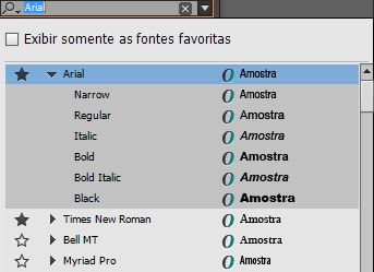 Família de fontes como favorito