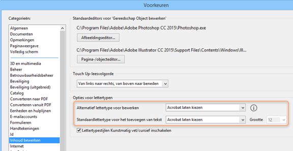 Instellingen voor lettertype-opties voor tekst bewerken en nieuwe tekst toevoegen