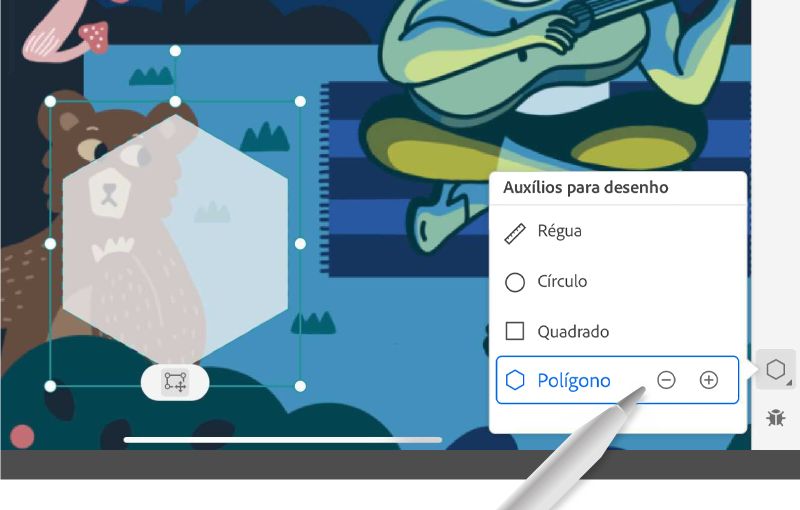 Usar auxílios para desenho para traçar e preencher formas básicas