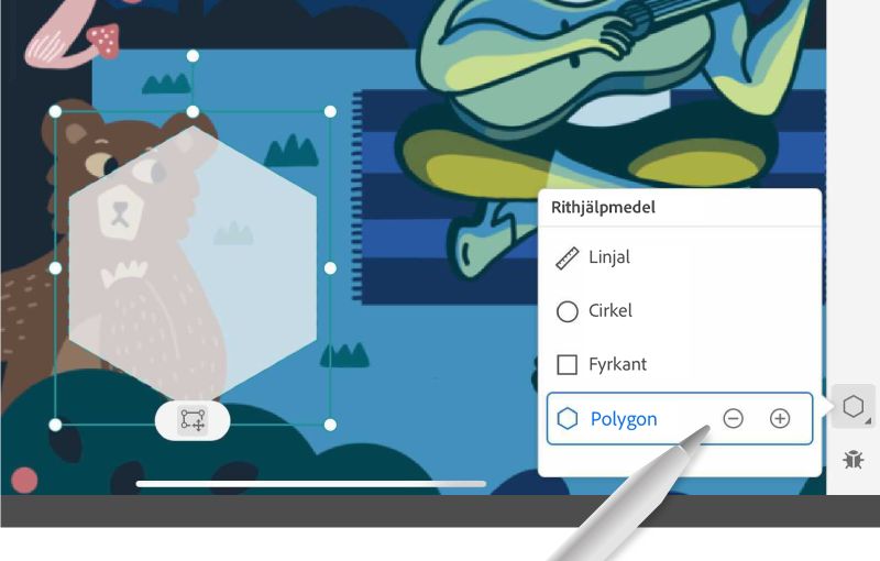 Använd rithjälpmedel för att rita och fylla i enkla former