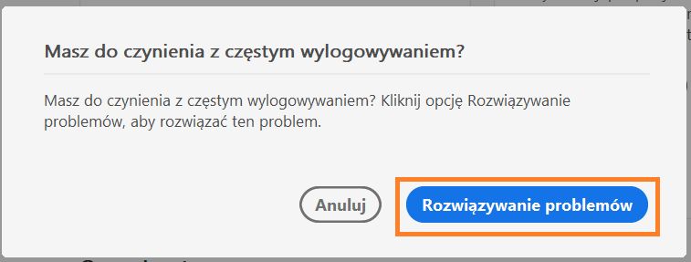 Okno dialogowe częstego wylogowania