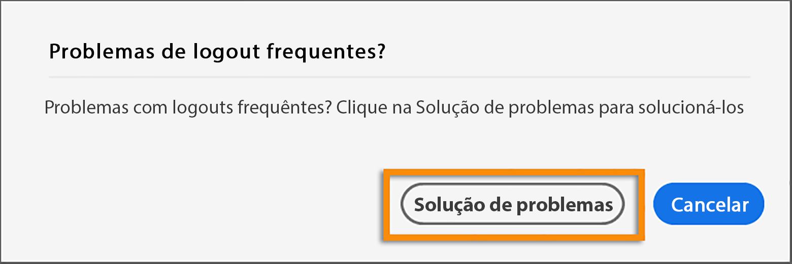 Caixa de diálogo frequente de logoff