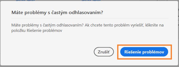 Dialógové okno častého odhlásenia