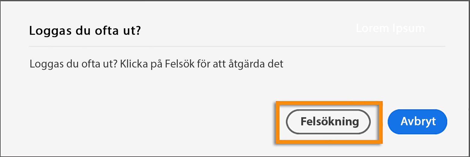 Dialogrutan Frekvent utloggning