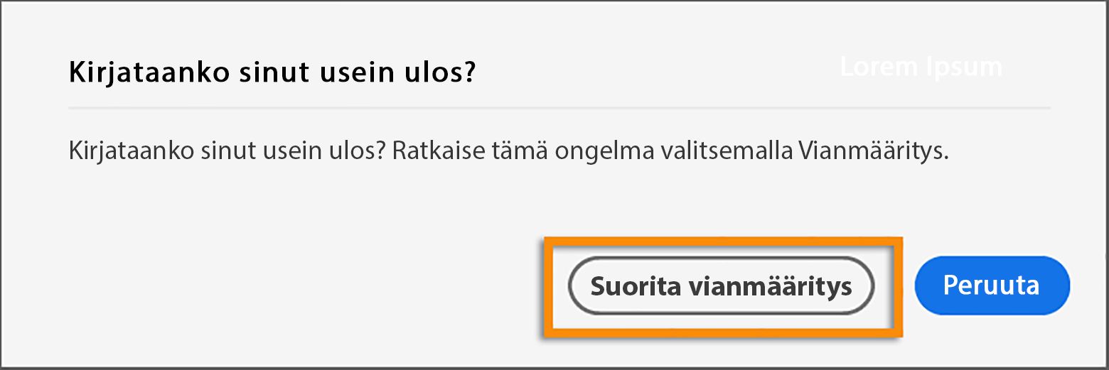 Yleisen uloskirjautumisen valintaikkuna