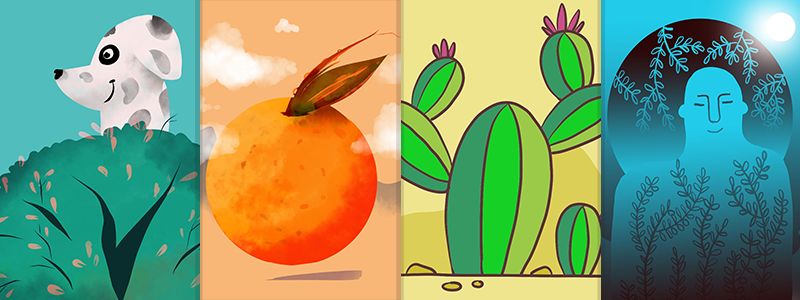 Jednoduché a kvalitní ilustrace vytvořené v aplikaci Adobe Fresco