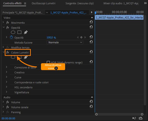 Disabilitazione di singoli effetti