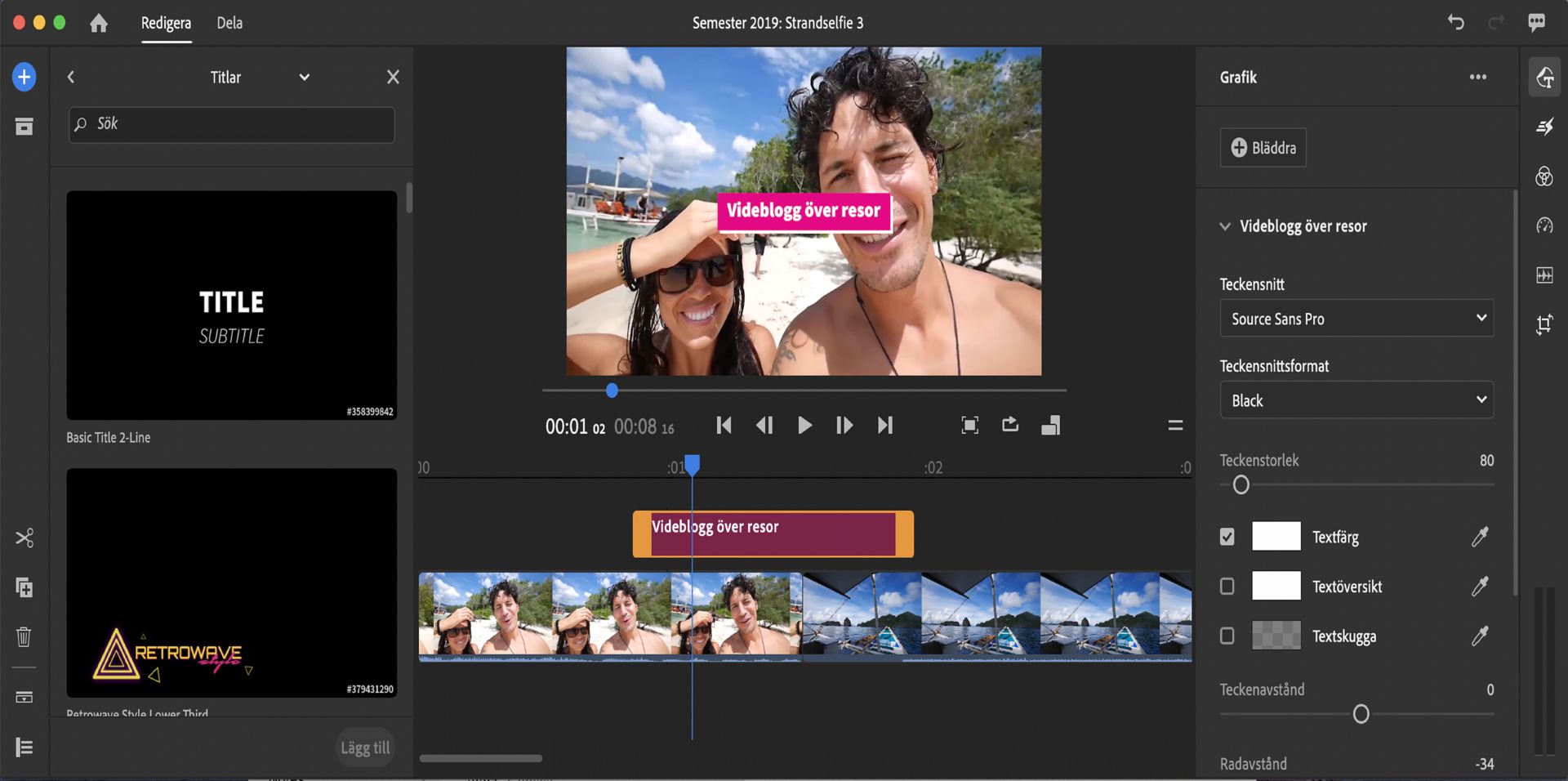 Redigera utseendet på titeln