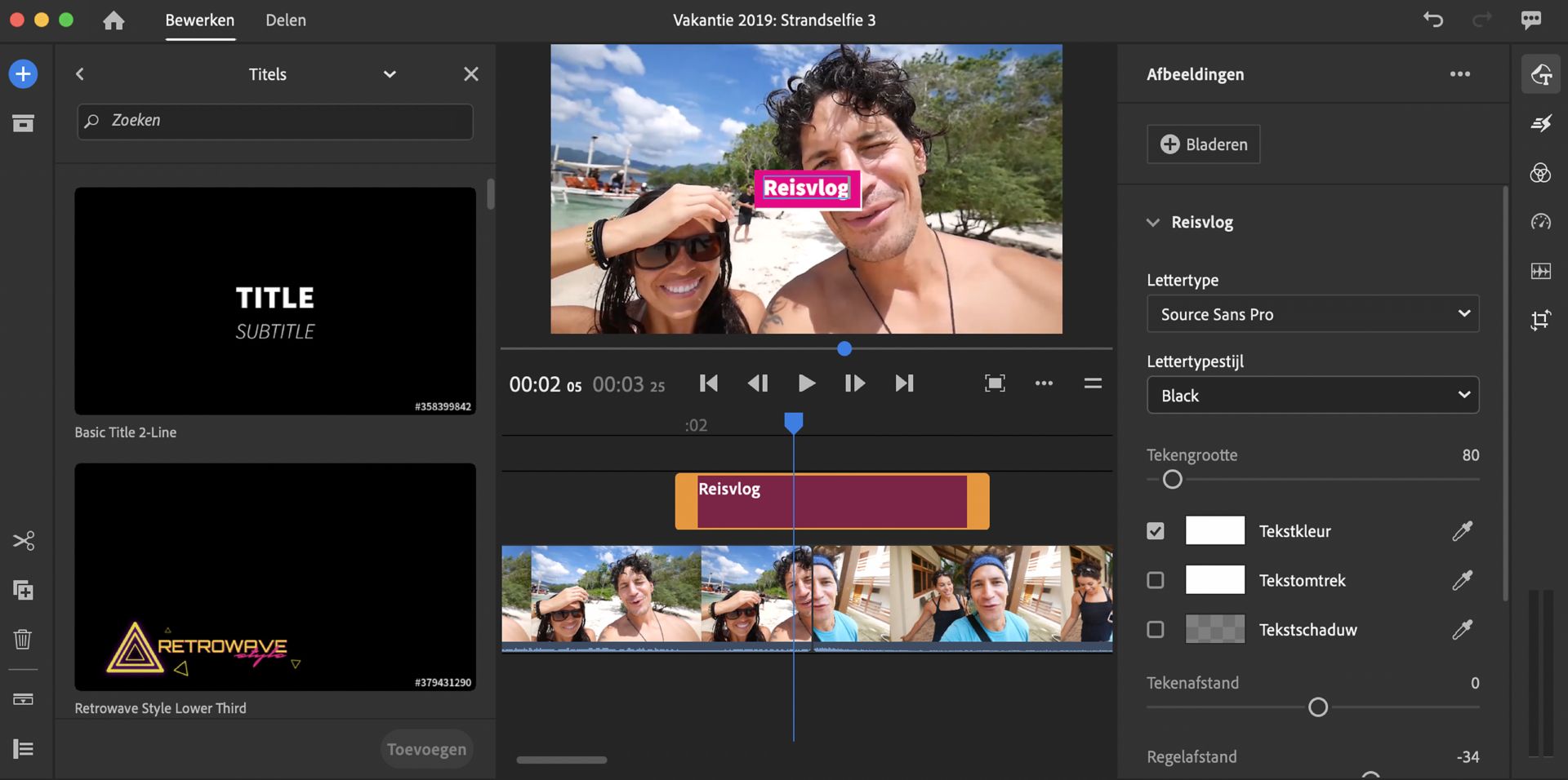 Het uiterlijk van de titel bewerken