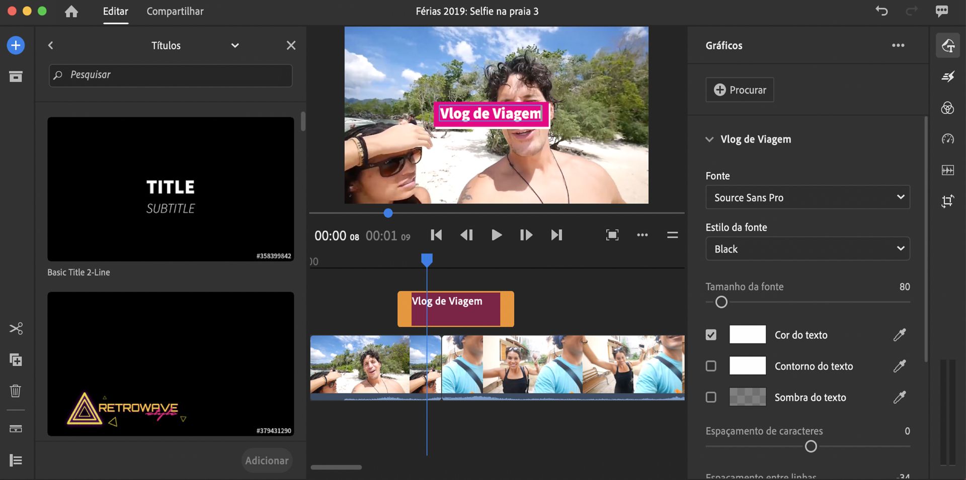 Editar a aparência do título