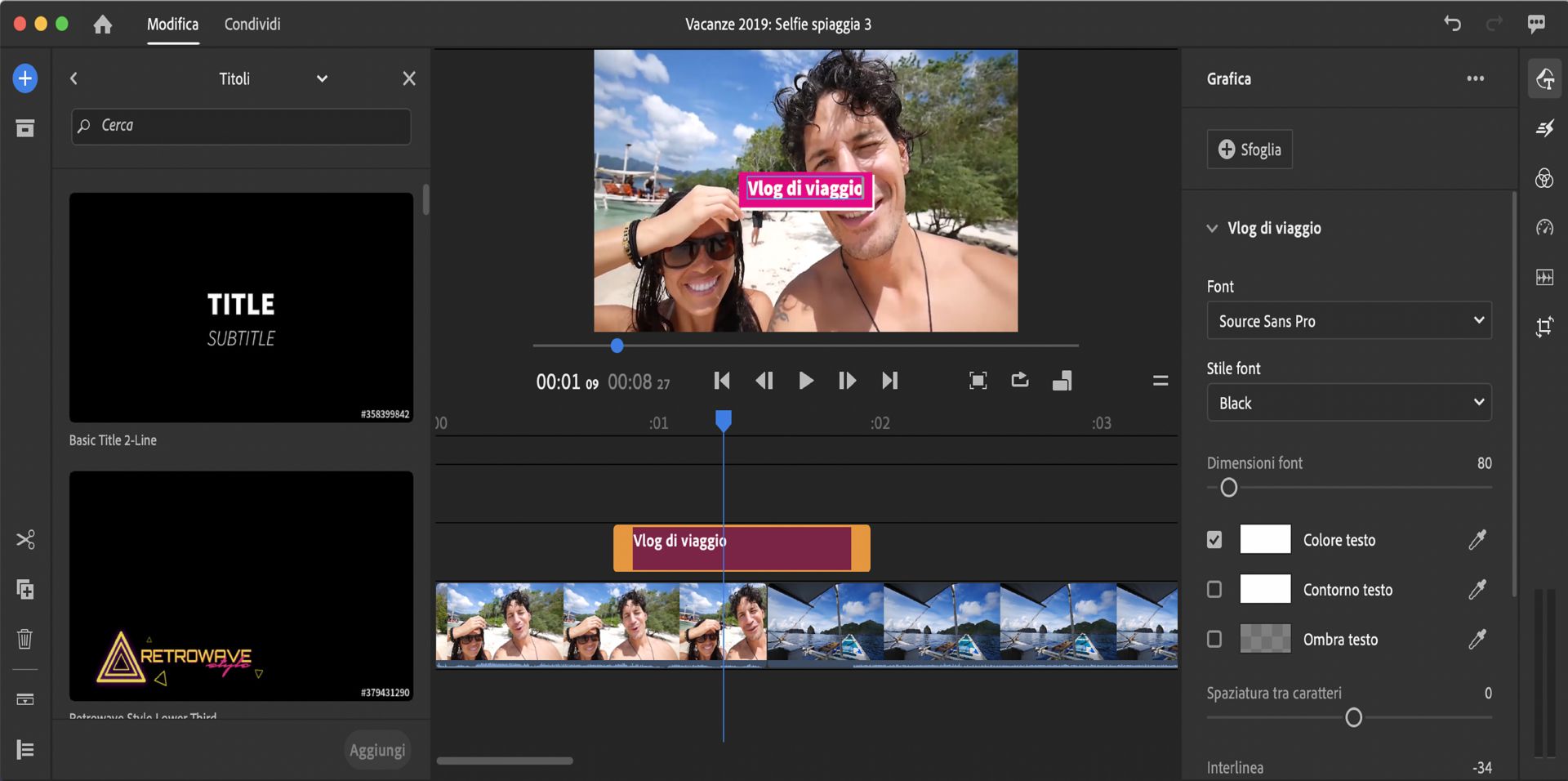 Modificare l’aspetto del titolo