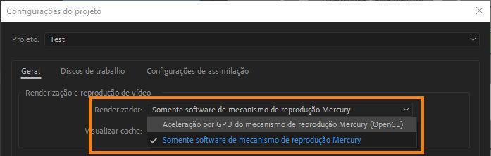 Alterar as configurações de renderização