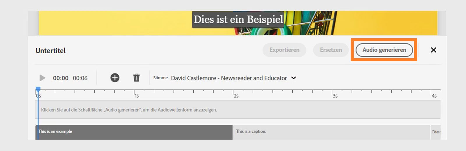 Dieses Bild zeigt, wie Audio für Untertitel generiert wird