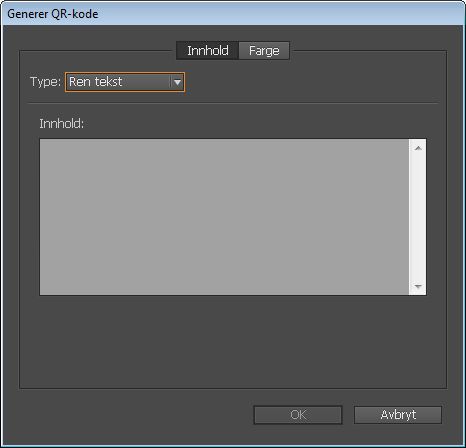 Dialogboks for generering av QR-kode