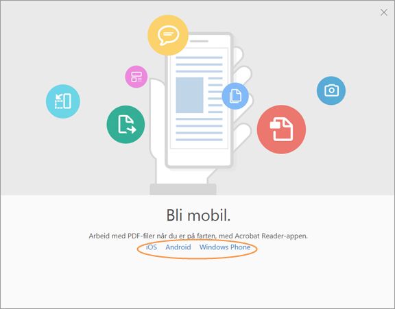 Start Acrobat Reader på den mobile enheten.