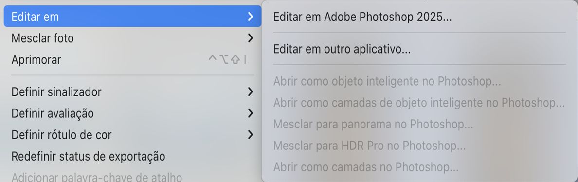 Uma captura de tela de uma edição na janela do Photoshop com recursos esmaecidos