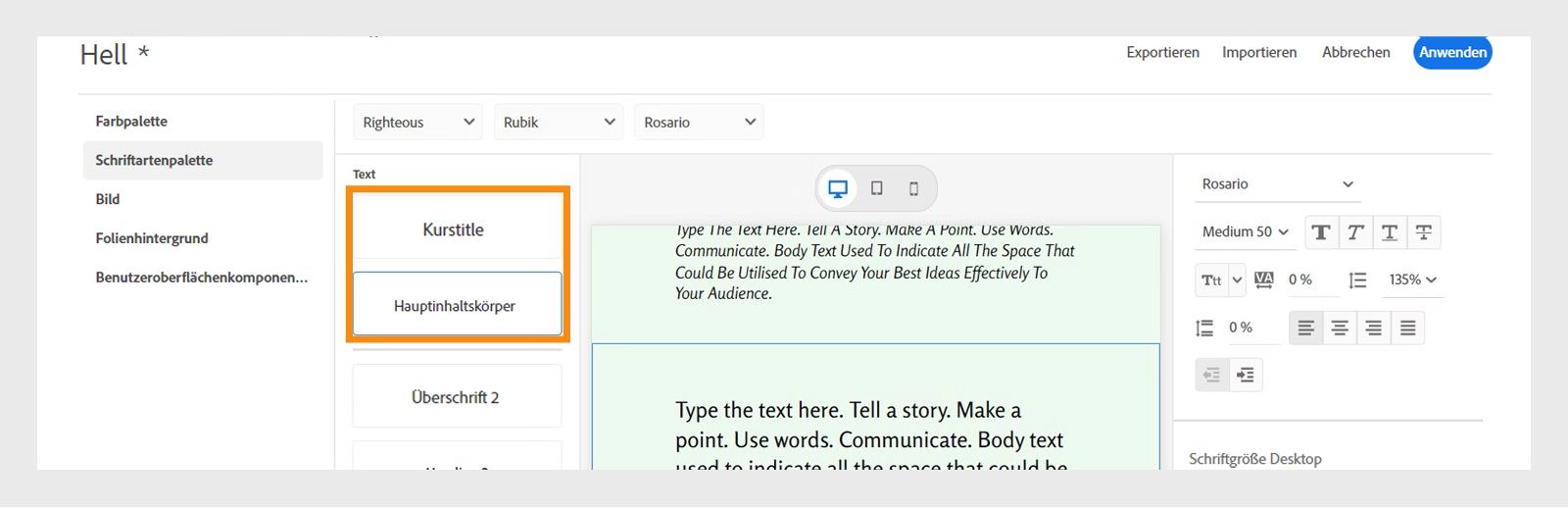 Umbenannte Vorgaben werden gruppiert