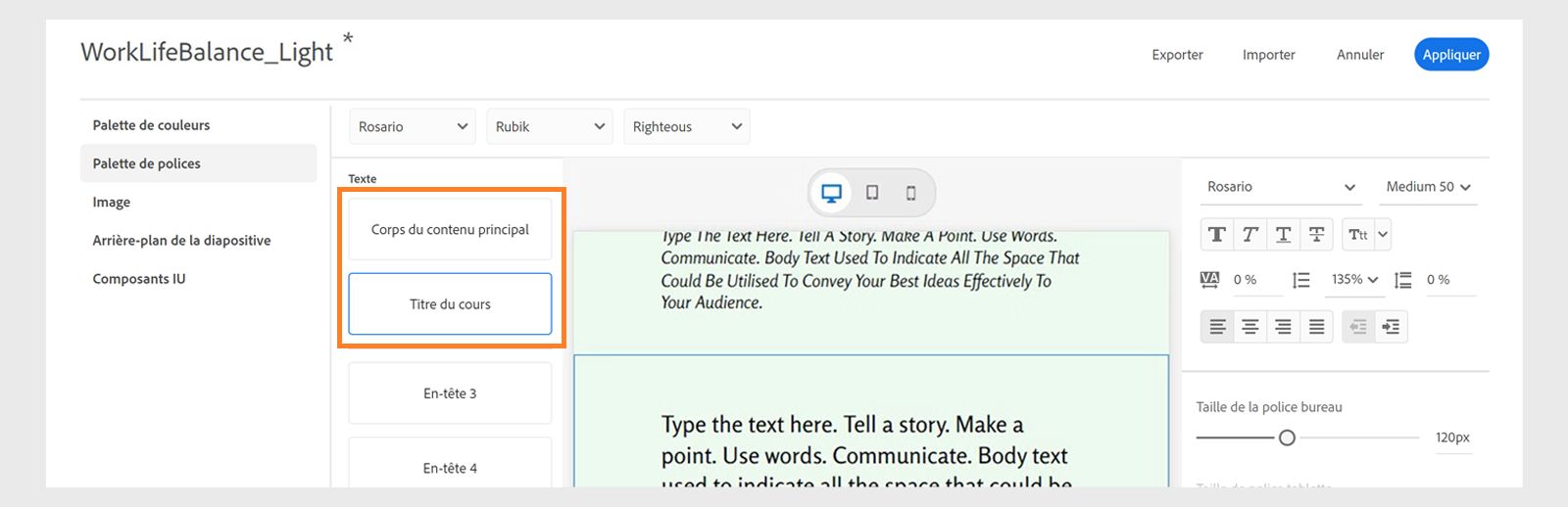 Paramètres prédéfinis renommés regroupés