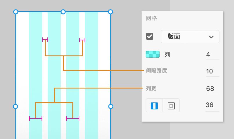 更改布局网格中的间隔属性