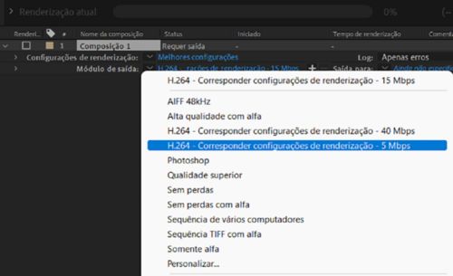 Codificação em H.264 nativa