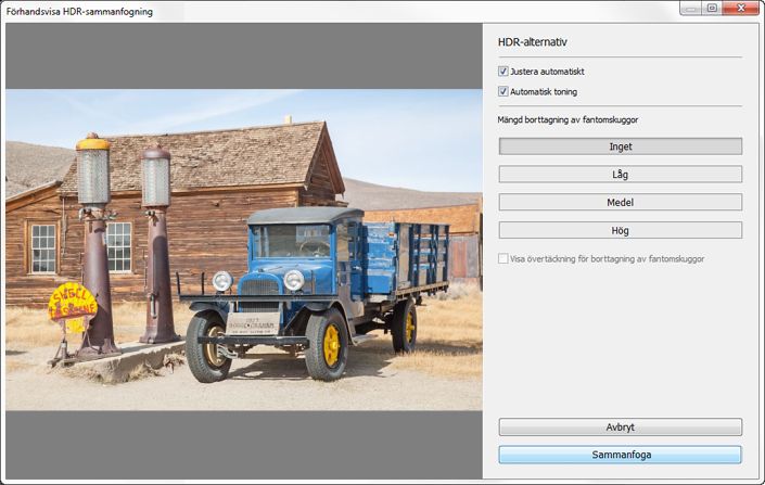 Lightroom: Förhandsvisa HDR-bilden