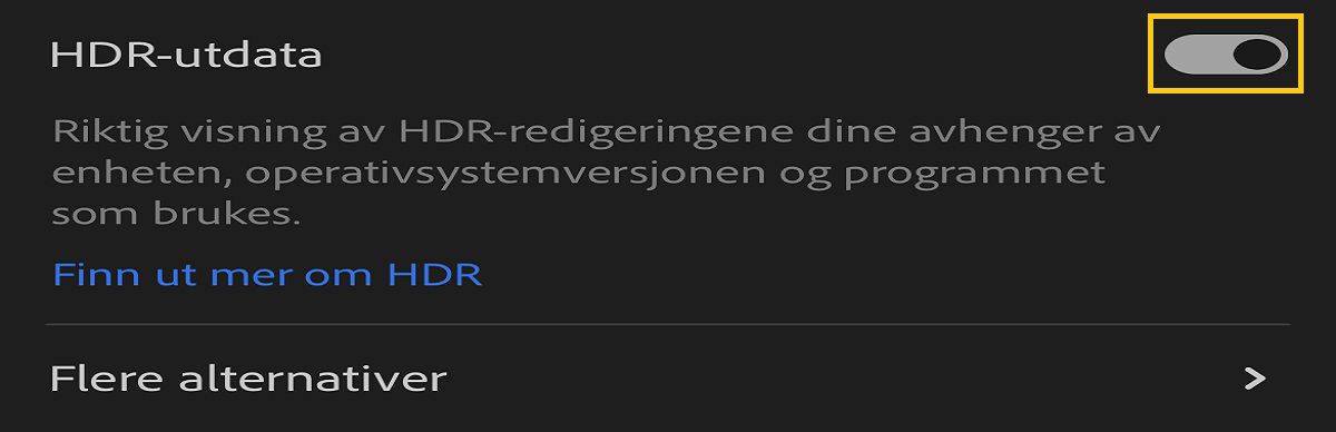Veksleknapp for HDR-utdata