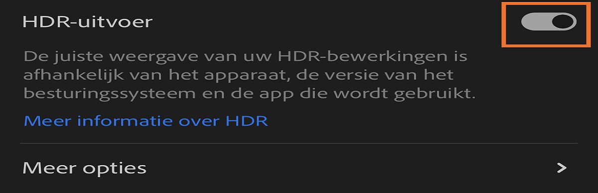 Schakelknop HDR-uitvoer