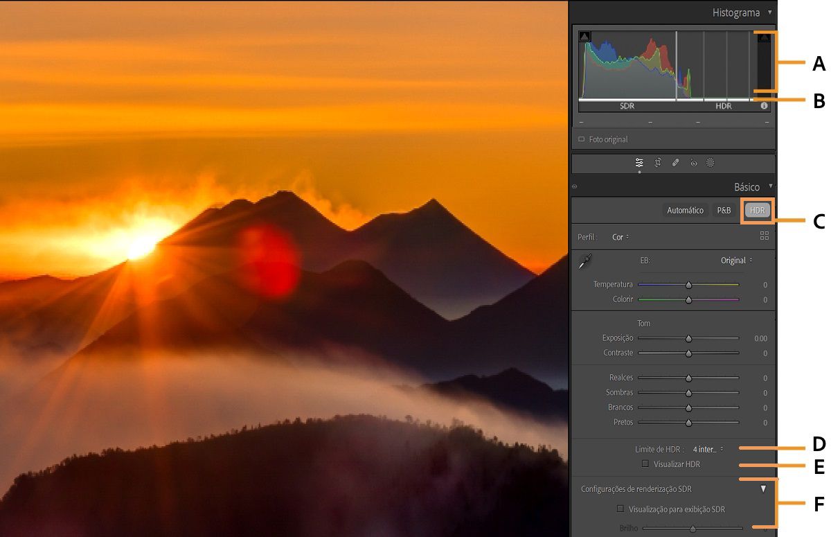 Captura de tela do HDR