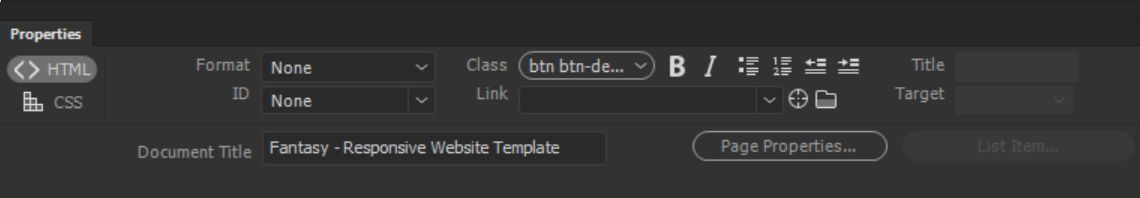 تعيين خصائص نص تنسيق HTML في Dreamweaver CC