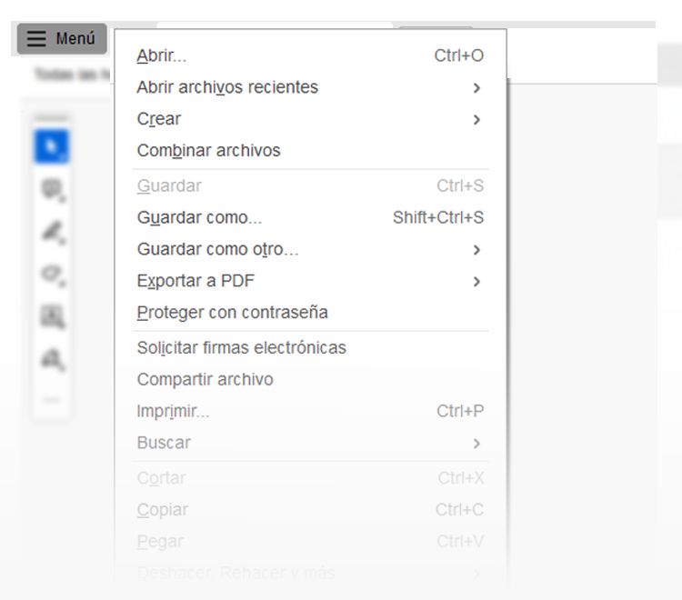 Menú de hamburguesa