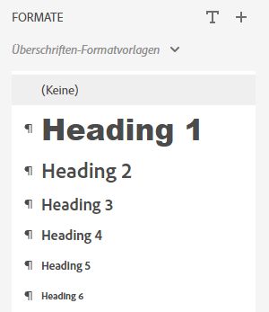 Alle Überschriften-Formatvorlagen