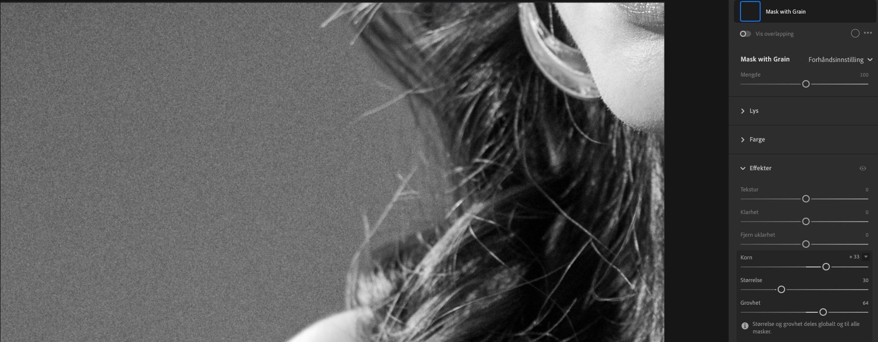 Korn-glidebryteren i Effekter-panelet.