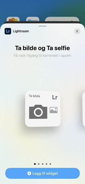 Skjermbilde av kontrollprogrammet Ta bilde på iOS