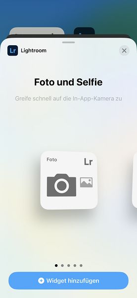 Screenshot des Widgets „Foto aufnehmen“ unter iOS