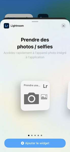Copie d’écran du widget Prendre une photo sur iOS