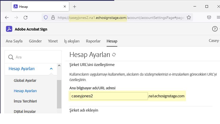 URL'deki ana bilgisayar adı