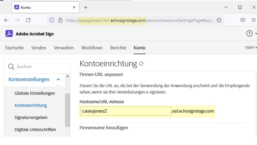 Hostname in der URL