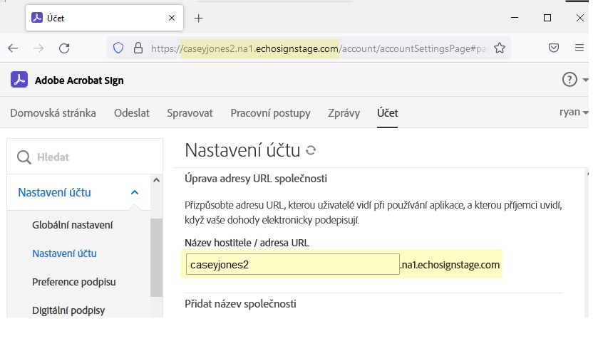 Název hostitele v adrese URL