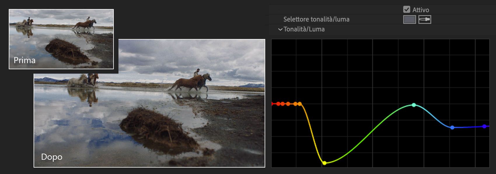 Regolazione della curva di tonalità e luminanza