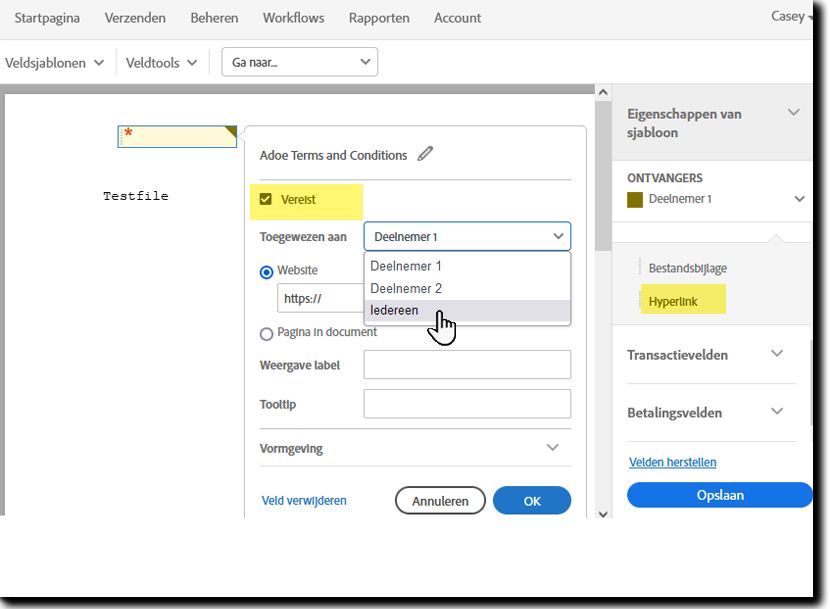 Eigenschappen voor hyperlinkvelden