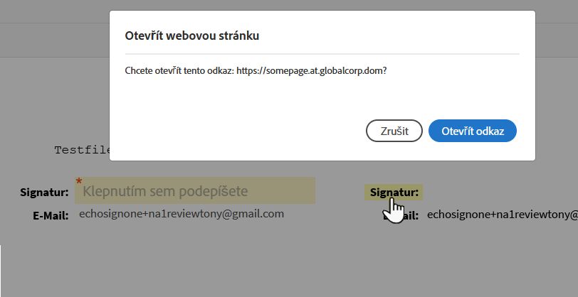 Varování hypertextového odkazu pro příjemce