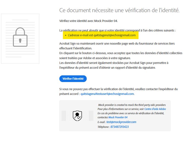 Page de vérification de l’authentification par identité numérique lorsque la vérification d’identité est requise, mais que les adresses e-mail secondaires ne sont pas autorisées