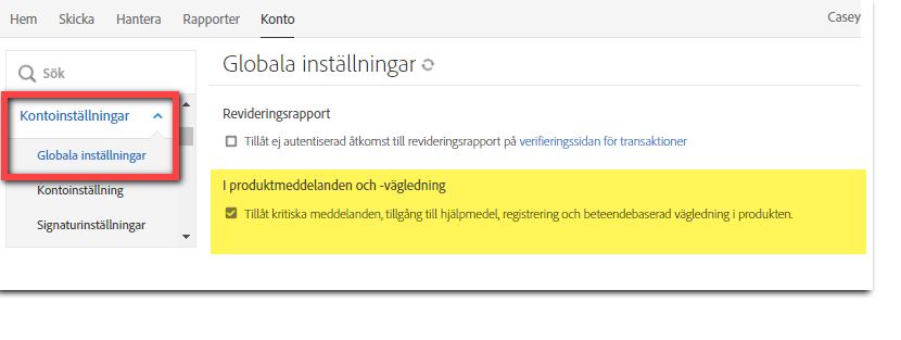 Kontroller för meddelanden i produkter