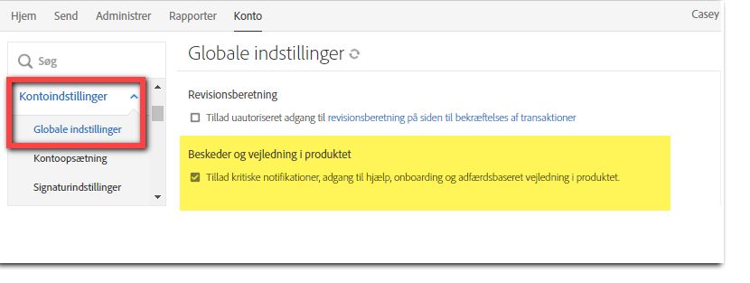 I produktmeddelelseskontroller