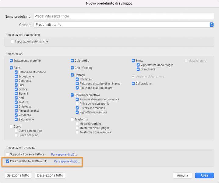 Predefiniti adattivi ISO