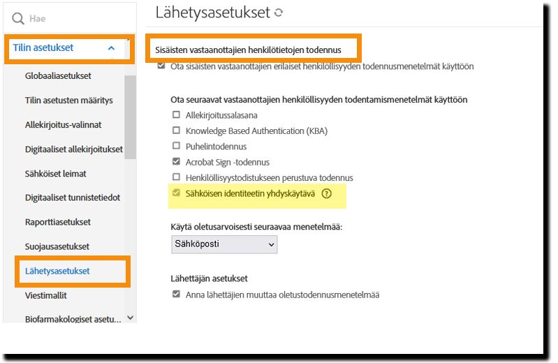 Sisäisten vastaanottajien määritys